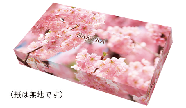 桜ボックスティッシュ・長方形タイプ （４０Ｗ　1０0箱セット）