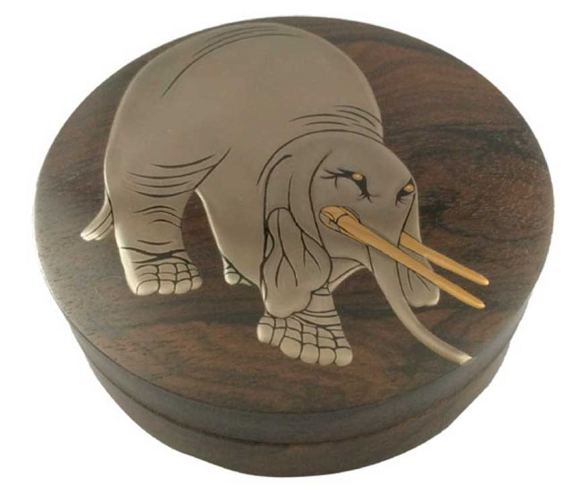 シャム柿香合 琳派「象蒔絵」