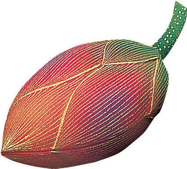 木製彩色香合　蓮華（赤）