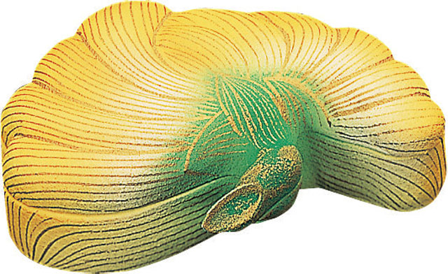 木製彩色香合　菊華（黄）