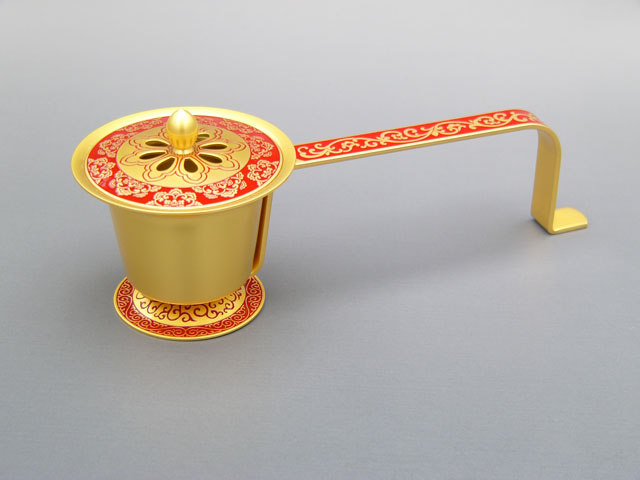 唐草豆柄香炉（赤）