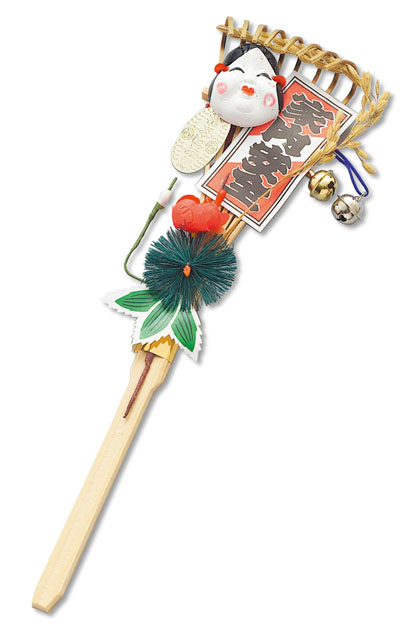 ミニ熊手（おかめ面付）