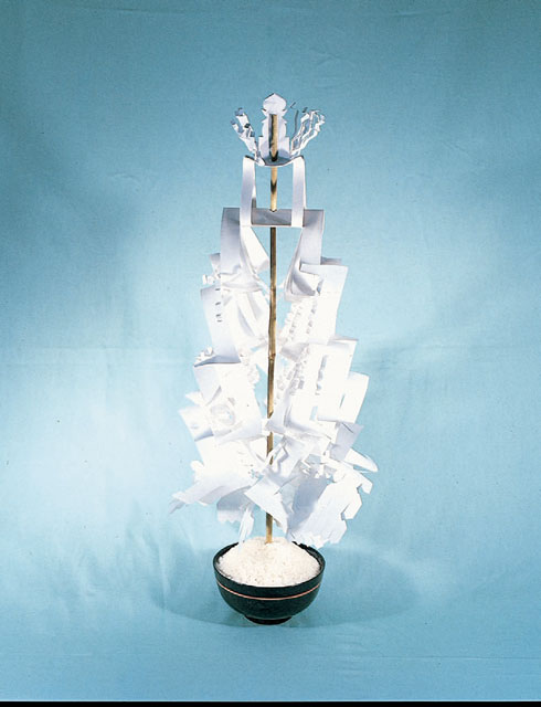 寺院用真幡（白色）竹棒付