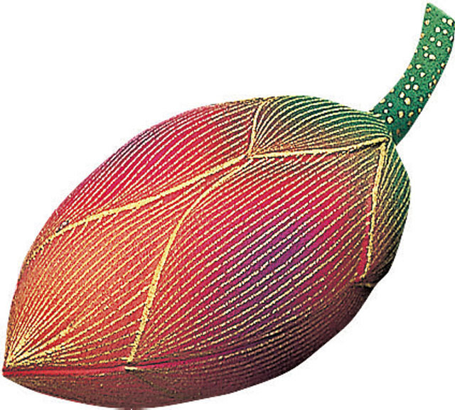 木製彩色香合　蓮華（赤）