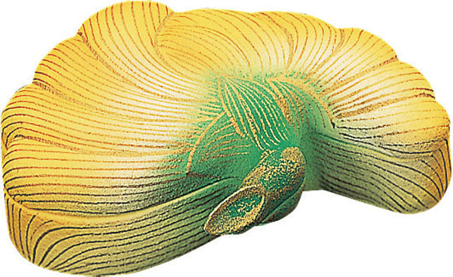 木製彩色香合　菊華（黄）