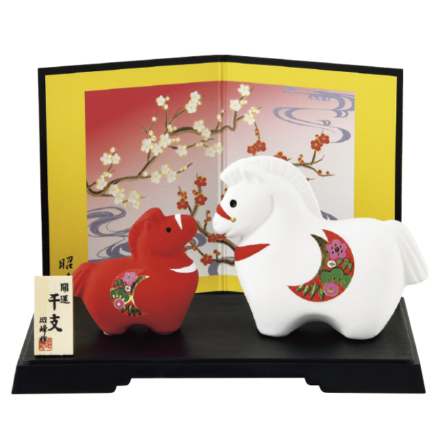 【在庫一掃セール】干支置物（紅白親子）