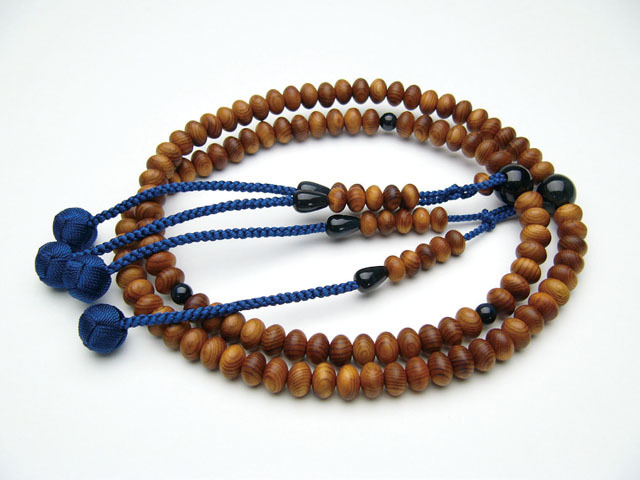 京念珠＜真言宗＞屋久杉青虎目石仕立（尺３平玉）