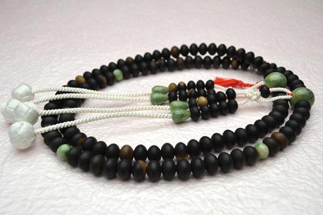 京念珠＜真言宗＞黒柿独山玉仕立（尺３平玉）