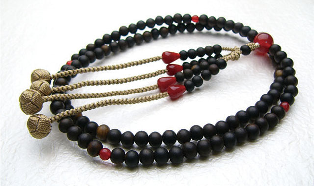 京念珠＜真言宗＞黒柿赤メノウ仕立