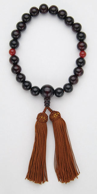 京念珠＜男性用 片手念珠＞紫檀メノウ２天入２２玉