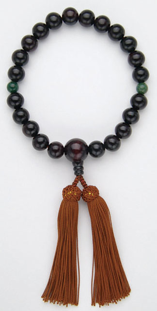 京念珠＜男性用 片手念珠＞紫檀ヒスイ２天入２２玉