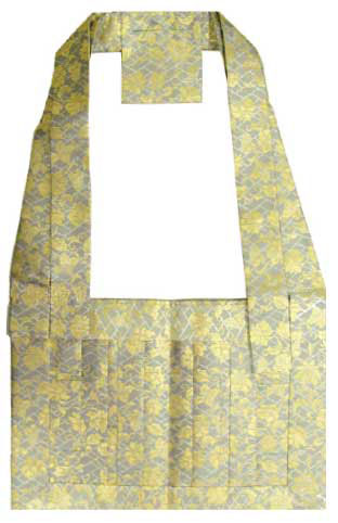 正絹平紗 尺絡子（桧垣に葡萄唐草 紺／青磁）