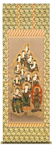 掛け軸 掛軸 坂東三十三 仏画 共箱あり 014 掛軸表装 坂東三十三観音 本佛表装仕立て 正絹牡丹 | 五番館