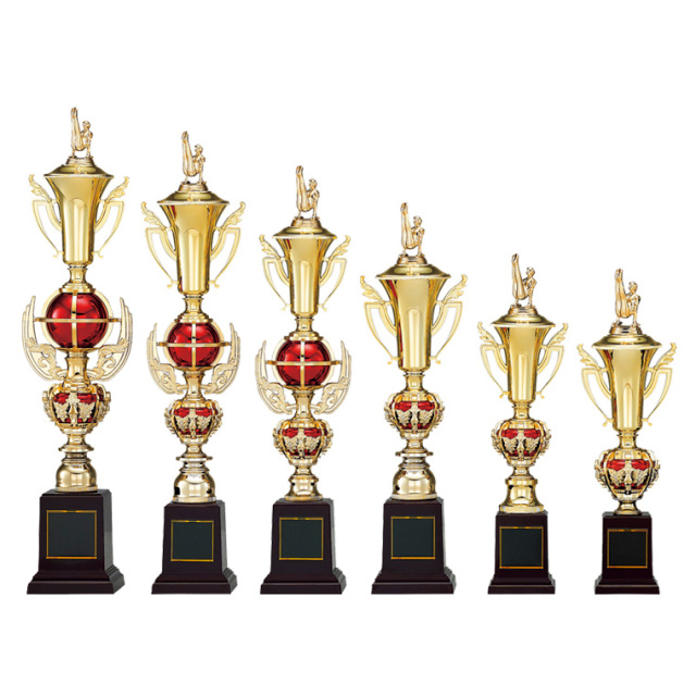 プラスチック人形付き・樹脂製優勝トロフィー　赤青トロフィー