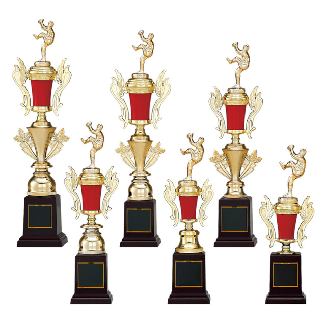 プラスチック人形付き・樹脂製優勝トロフィー　赤青トロフィー