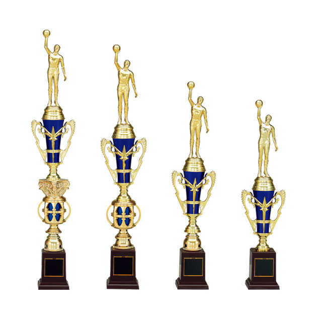 プラスチック人形付き・樹脂製優勝トロフィー　赤青トロフィー