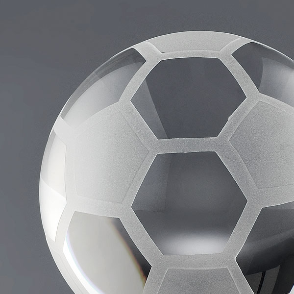 ガラス製サッカーボールトロフィー
