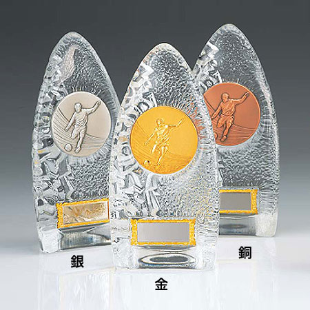 サッカー専用表彰記念トロフィー】成型ガラスサッカー専用トロフィー