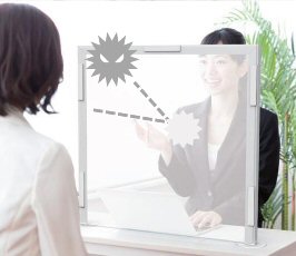 ☆新型コロナ等感染症対策に☆飛沫防止シールド　パーテーションスタンド　大きめサイズ　窓作成可　卓上