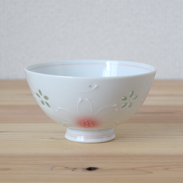 波佐見焼 永泉窯】ホタル一珍花 茶碗(赤)