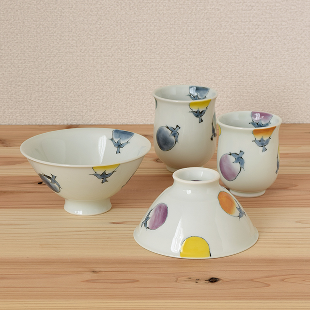 波佐見焼 松幸陶芸】色彩なす 湯呑（大）