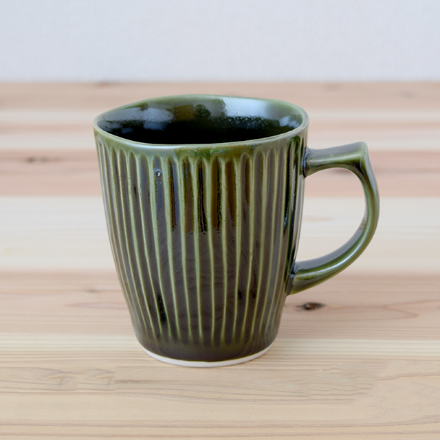 波佐見焼 瑞幸窯】しのぎ（織部）マグカップ