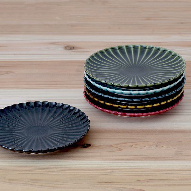 波佐見焼　瑞幸　取皿　5枚セット 波佐見焼 瑞幸窯】しのぎ（織部）取皿