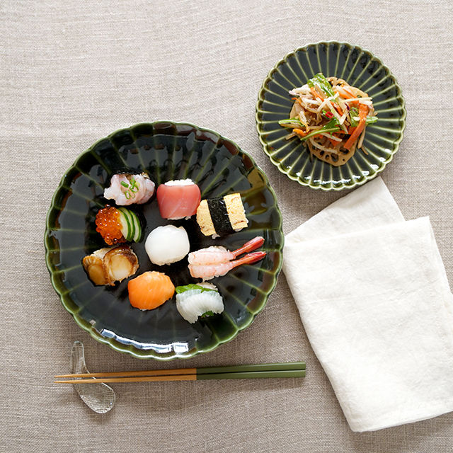 波佐見焼　団陶器　Danlife　和食器　器　しのぎ　鎬　花　シンプル　皿　小鉢　プレート　ボウル