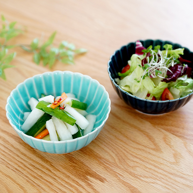 波佐見焼　団陶器　Danlife　和食器　器　しのぎ　鎬　花　シンプル　皿　小鉢　プレート　ボウル