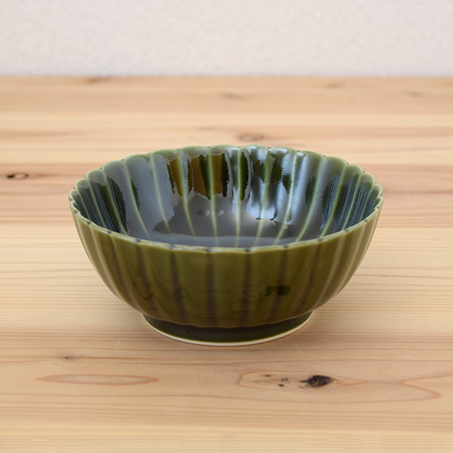 波佐見焼 瑞幸窯】しのぎ（織部）小鉢