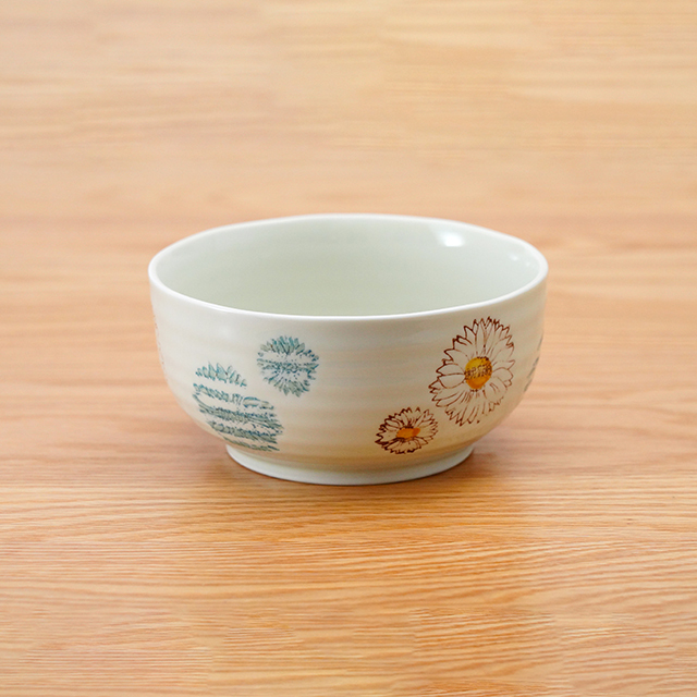 波佐見焼 勲山窯】フラワー 麺ドン(どんぶり)2色