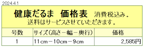 高崎だるま 健康だるま 価格表