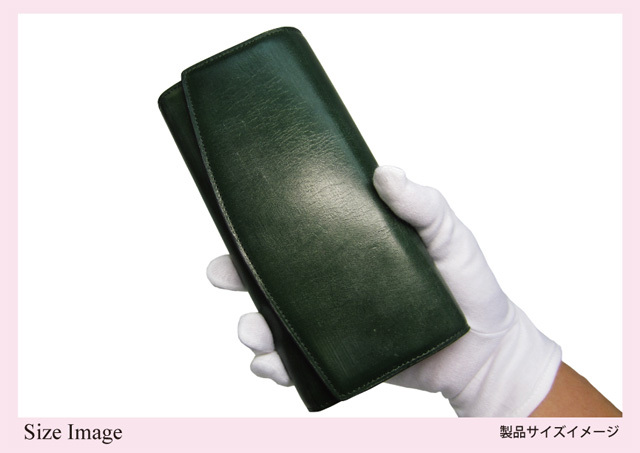 ダヴィンチファーロのブライドルレザーのフラップ3つ折り長財布 