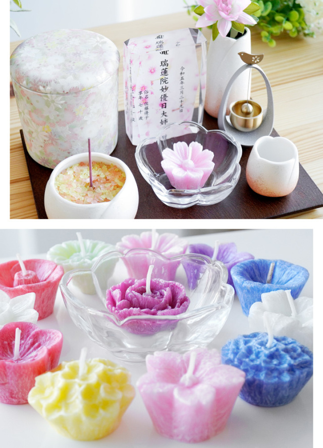 お供え ろうそく 月命日に 花づくし フローティング キャンドル セット