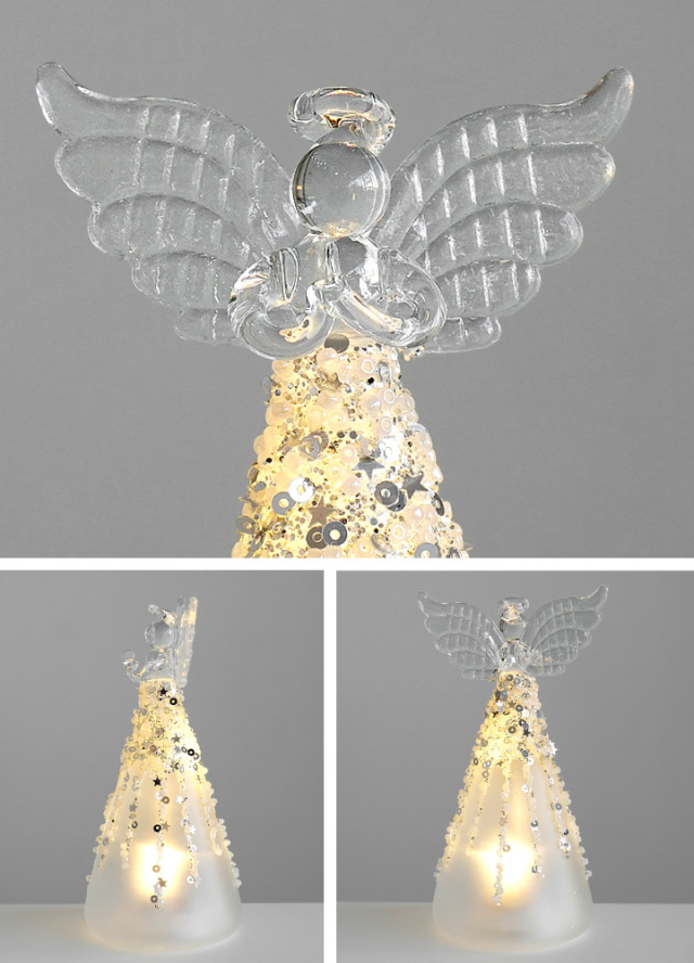 LEDライト 置物 天使 ガラス ライト エンジェル オブジェ ミニ お供え