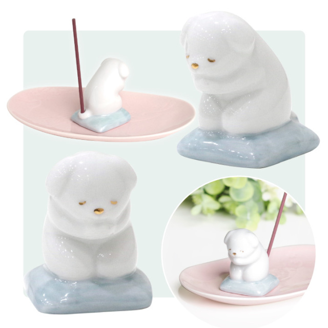 わちふぃーるど BABYシリーズ お香立て2点セット 仏具 祈りの香立て わんちゃん ねこちゃん 線香立て 陶器 手元供養