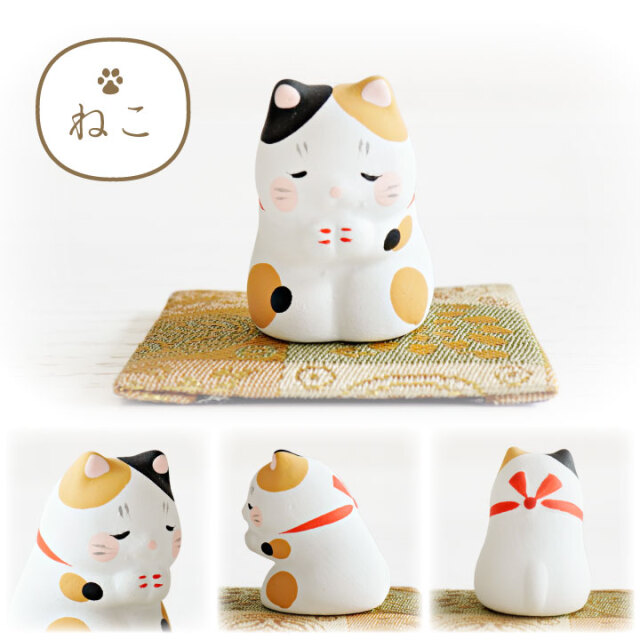 備前焼猫を抱いたお坊さん置物 [B29015] 備前焼猫を抱いたお坊さん置物 [B29015] アンティーク、コレクション