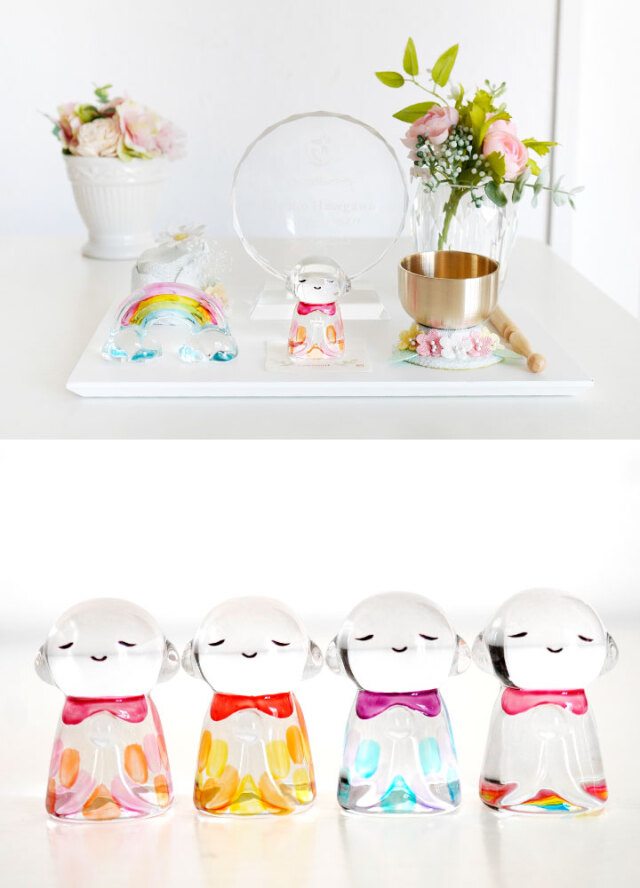 お地蔵さん 置物 クリスタル お地蔵様 見守り地蔵 彩 水子地蔵 水子供