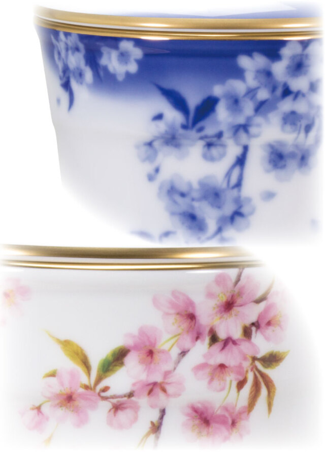 骨壷 国産 大倉陶園 骨壷 桜 大 ブルー 最高級 分骨 納骨 陶磁器 日本