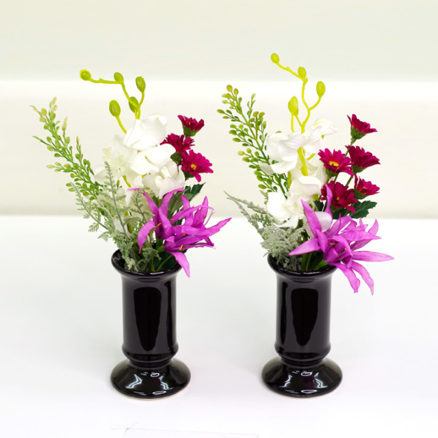 仏具 花立 12cm フラワーベース 単品 ホワイト ブラック ミニ 小さい