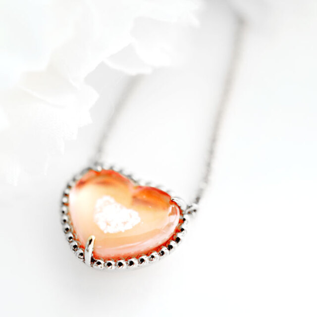 10%OFF】 遺骨ペンダント ガラス ドット ハート ペンダント ネックレス