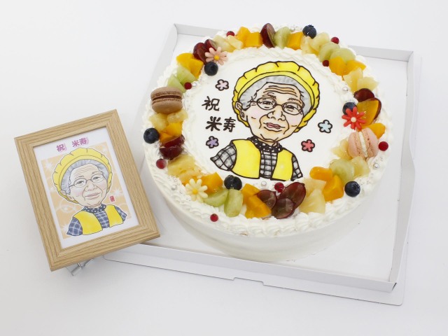 似顔絵ケーキ （８号24ｃｍ） フォトスタンド付　人物１体　
