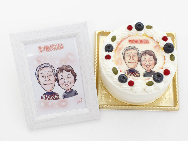 プリント似顔絵ケーキ （4号12ｃｍ） フォトスタンド付