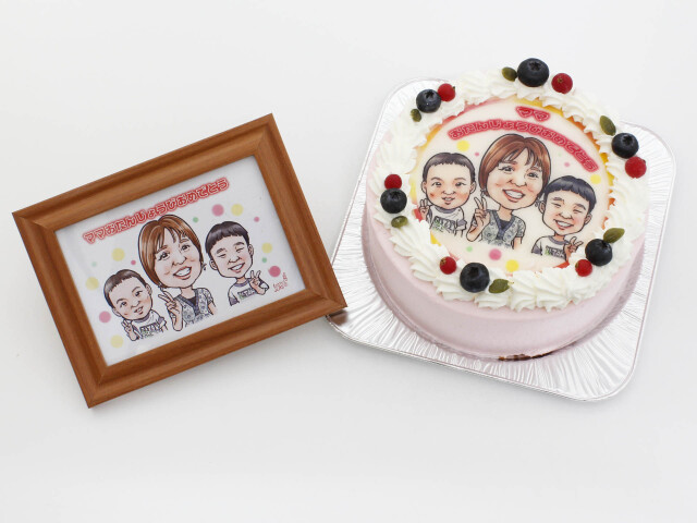 プリント似顔絵ケーキ （5号15ｃｍ） フォトスタンド付