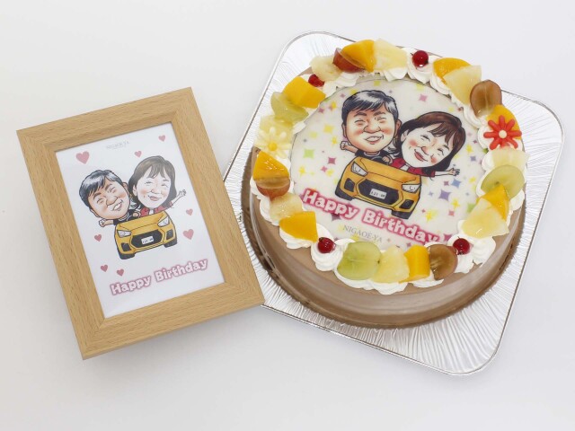 プリント似顔絵ケーキ （6号18ｃｍ） フォトスタンド付