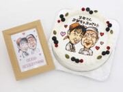 似顔絵ケーキ （６号18ｃｍ） フォトスタンド付　人物２体　