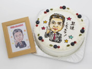 似顔絵ケーキ （７号21ｃｍ） フォトスタンド付　人物１体　