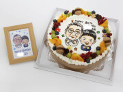 似顔絵ケーキ （９号27ｃｍ） フォトスタンド付　人物２体　