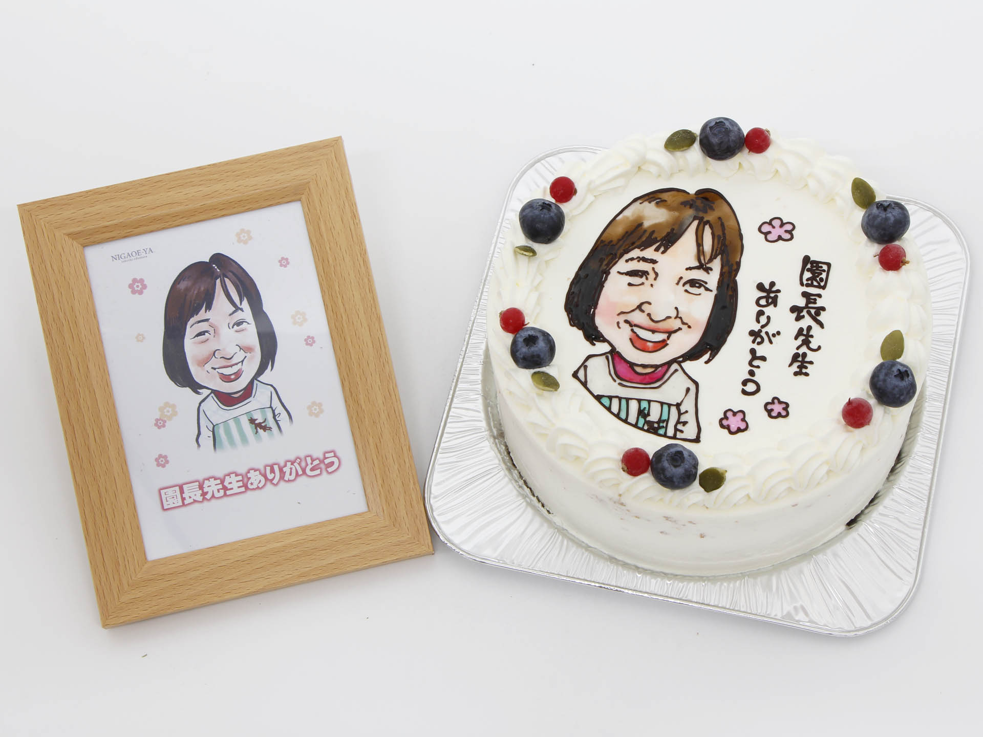 似顔絵ケーキ （５号15ｃｍ） フォトスタンド付　人物１体　