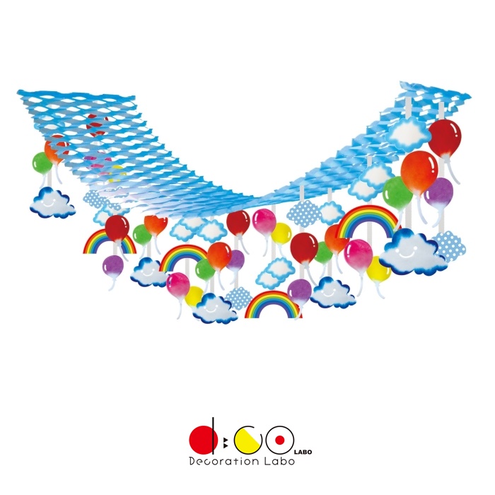 【平日14時まで当日出荷】カラフルポップバルーンプリーツハンガー SUPH3737 夏飾り 夏装飾 ハンガー 販促グッズ 風船 虹 店舗装飾 バルーン TA8-1014